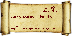 Landenberger Henrik névjegykártya